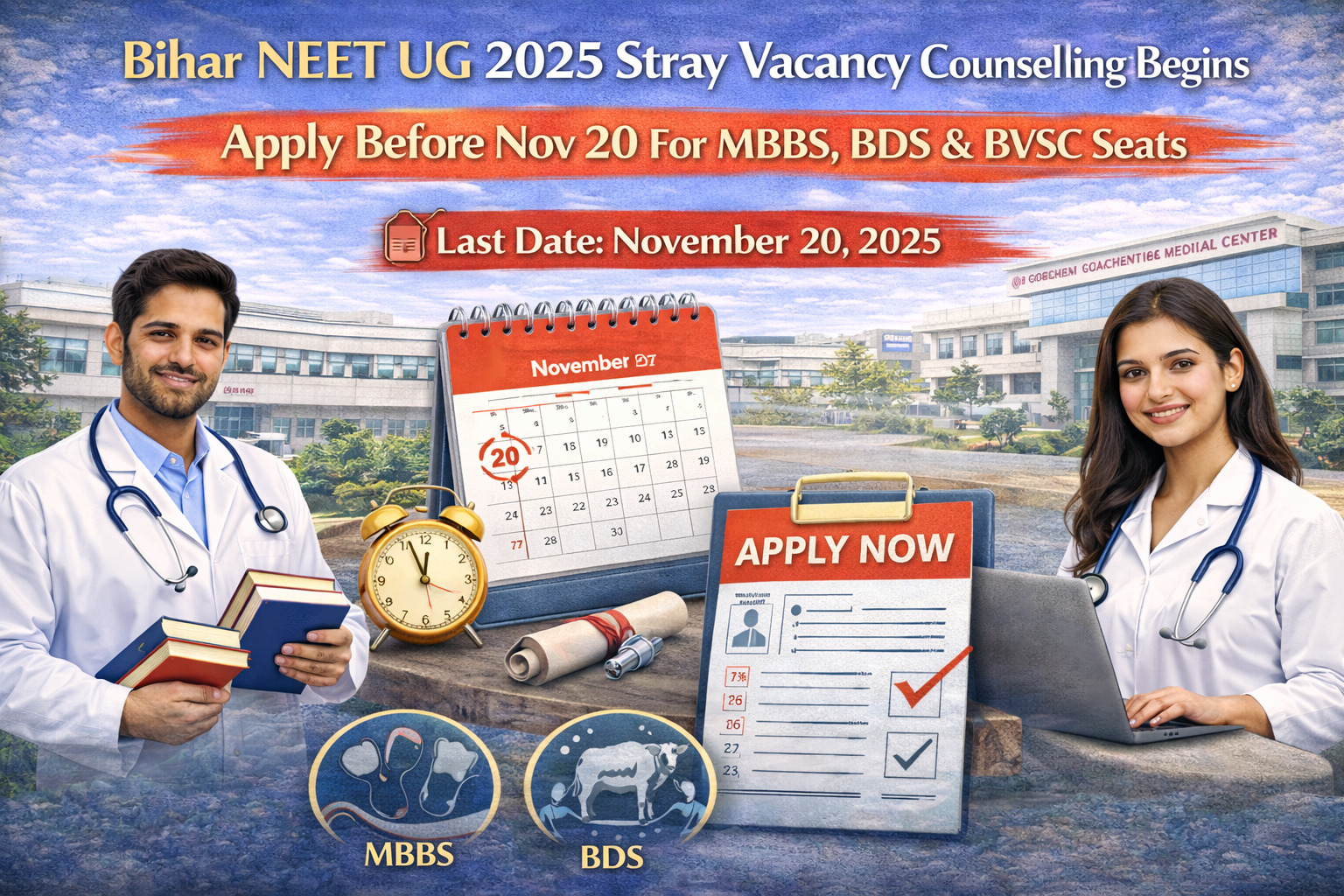 Bihar NEET UG 2025 Stray Vacancy Counselling Begins: Apply Before Nov 20 For MBBS, Bds & BVSC Seats